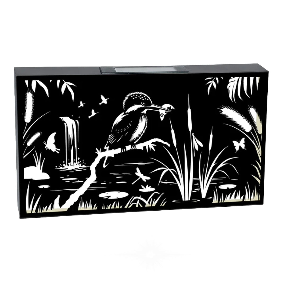 Marketplace JPG companion for Solar Kingfisher Wall Panel Metal LED Garden Decor - 25cm x 48cm x 5cm