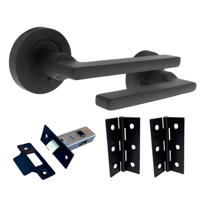 Marketplace JPG companion for UNO Door Handle Modern Matt Black Lever on Rose Internal Internal Handles + 64mm Latch & Hinges