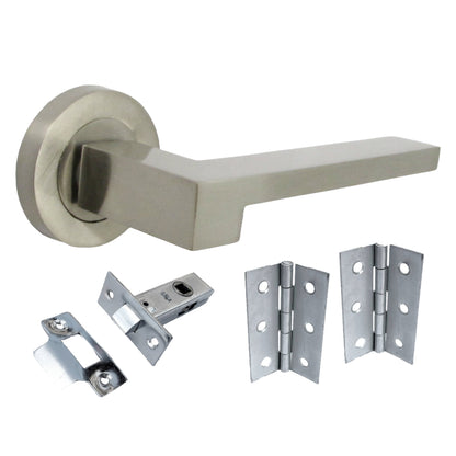 Marketplace JPG companion for UNO-3 Door Handle Modern Satin Nickel Lever on Rose Internal Handles + 64mm Latch & Hinges
