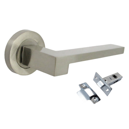 Marketplace JPG companion for UNO-3 Door Handle Modern Satin Nickel Lever on Rose Internal Door Handles + 64mm Latch
