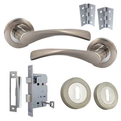 Marketplace JPG companion for Astrid Door Handles Lock and Key Escutcheon Twist Lever on Rose - Satin Chrome 120mm