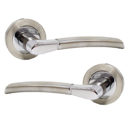 Indiana Door Handles Latch Lever on Rose Duo - Chrome Satin 125mm