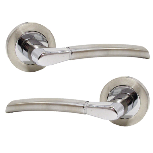 Indiana Door Handles Latch Lever on Rose Duo - Chrome Satin 125mm