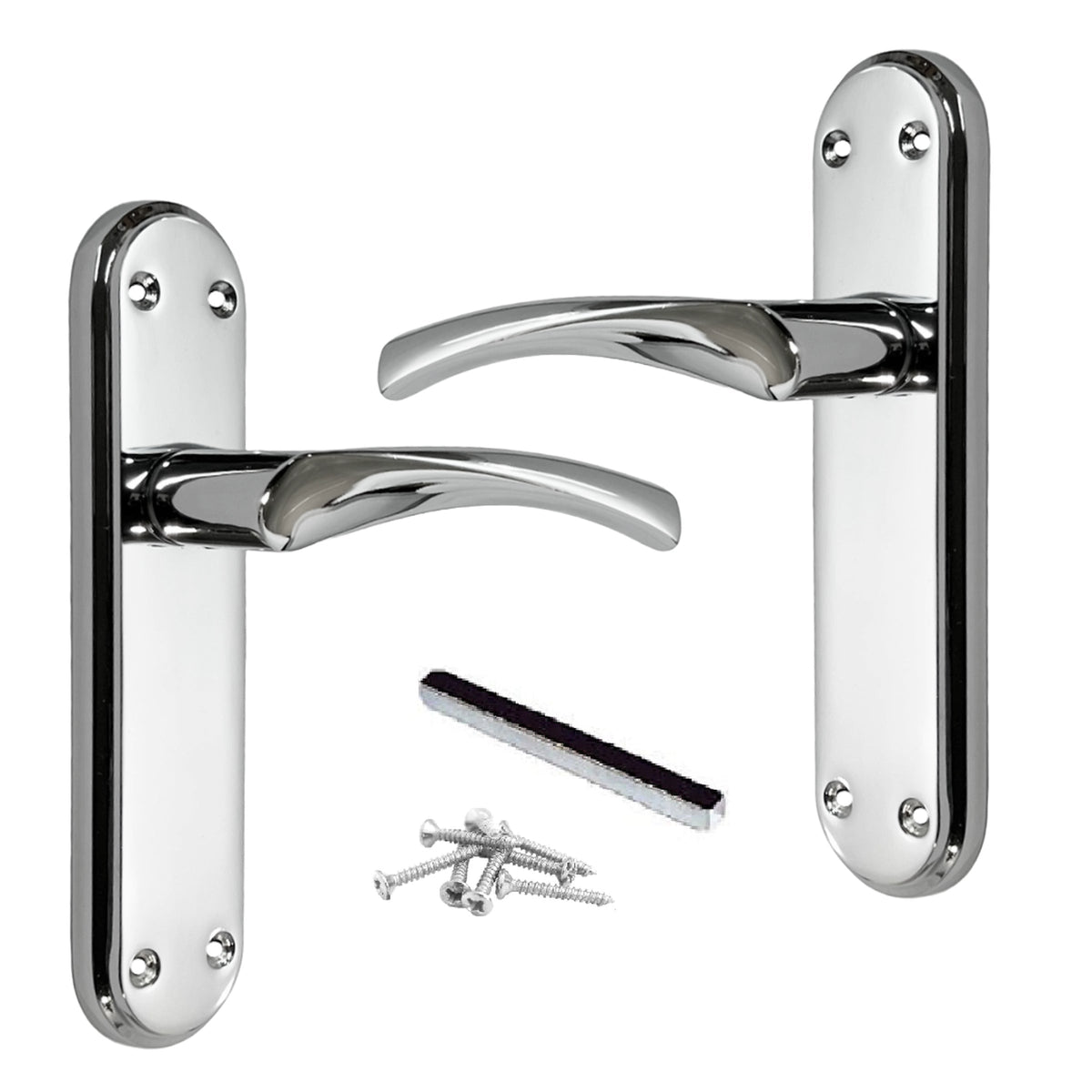 Marketplace JPG companion for Genova Door Handles Polished Chrome Twist Lever Latch on Modern Marina Backplate