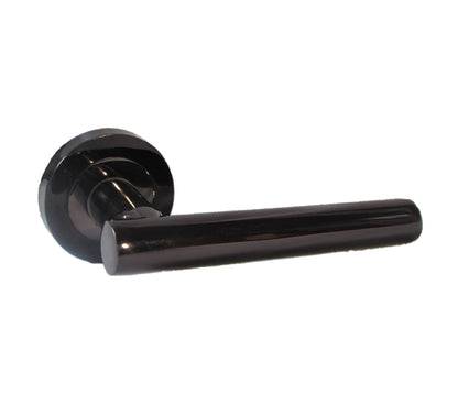 POIGNÉES DE PORTE INTERNES EN NICKEL NOIR AVEC BARRE EN T ET LOQUET SUR ROSACE TUBULAIRE