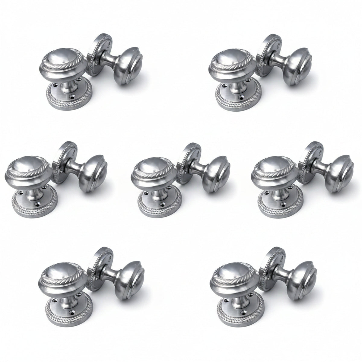 Marketplace JPG companion for Door Knobs Round Georgian Roped Mortice Knob - Silver Satin 62mm