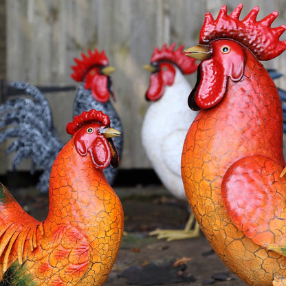 Marketplace JPG companion for Metal Cockerel Hen Garden Sculpture, Rustic Farmyard Chicken Garden Statue - 44cm x 16cm x 36cm