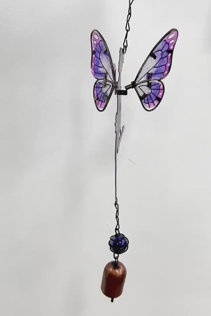 Hanging Fairy Bell Chime Purple - Wind Tree Hanger Sun Catcher Crystals Ball
