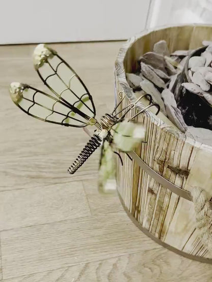 Glass Wing Glow in the Dark Dragonfly Butterfly Pot Hanger