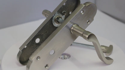 Epsom Door Handles Bathroom Lock Scroll Lever - Satin