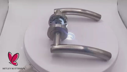 MULTIPACK Arched Lever Door Handles on Round Rose - Satin 134mm