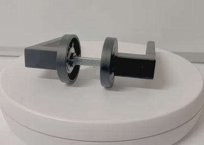 Cafri Line Door Handle Bathroom Set Rectangular Matt Black Lever on Rose Internal Thumbturn