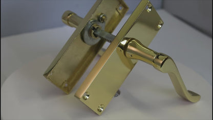 Door Handles Scroll Lever Internal Latch - Brass Pack Hinges 118 x 40mm