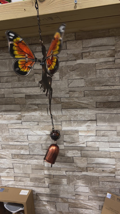 Hanging Fairy Bell Chime Orange - Wind Tree Hanger Sun Catcher Crystals Ball