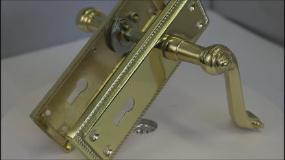 Door Handles Georgian Lever Lock Roped Edge - Brass 150mm x 50mm