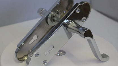 Epsom Door Handle Key Lock Scroll Lever - Polished Chrome