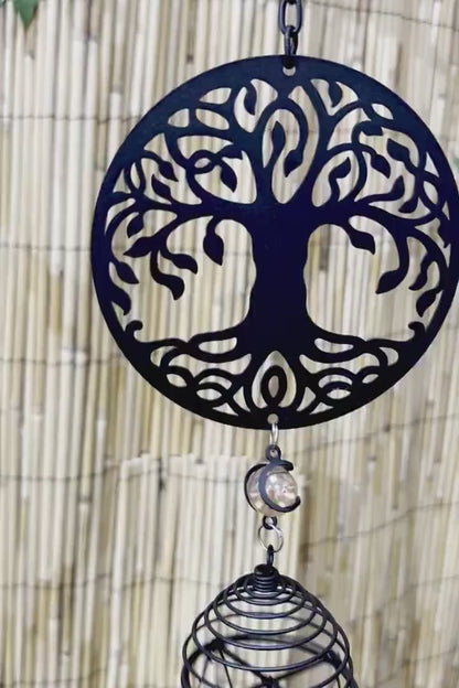 Carillon éolien Silhouette Arbre de Vie - Noir