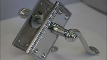 Door Handles Georgian Lever Latch Roped Edge - Chrome 110mm x 50mm