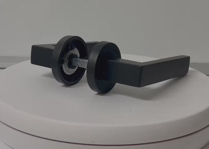 Cafri Door Handle Lock Key Set Modern Design Matt Black Lever on Rose Internal Escutcheon