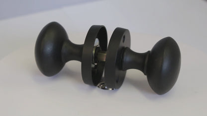 Door Knobs Round Victorian Mortice Knob Sprung - Matt Black Escutcheon Key Lock Pack 56mm