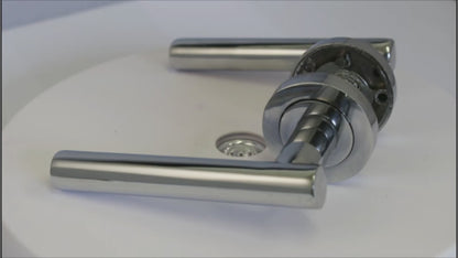Door Handles T Bar Straight Lever on Rose Bathroom Thumb turn & Lock - Chrome