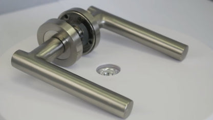 Door Handles T Bar Straight Lever on Rose Thumb turn & Lock - Satin