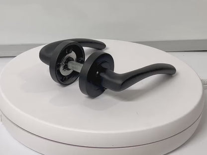 Zena Door Handle Bathroom Set Modern Design Matt Black Lever on Rose Internal Thumbturn