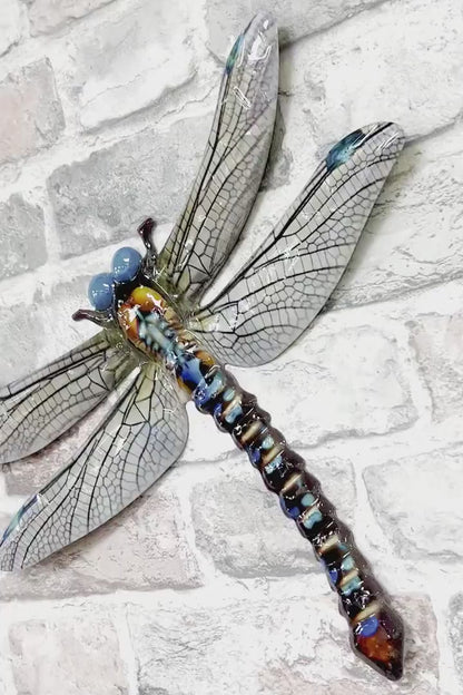 Metal Dragonfly Wall Art - Blue & Green