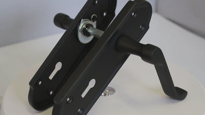 Ashford Door Handle Key Lock Scroll Lever - Matt Black Key Lock Hinge Pack