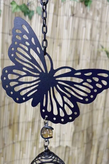 Silhouette Butterfly Wind Chime - Black