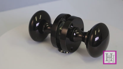 Door Knobs Round Victorian Mortice Knob Sprung - Black Nickel Latch Pack 56mm