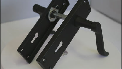 Door Handles Victorian Scroll Lever Lock - Matt Black 150 x 40mm