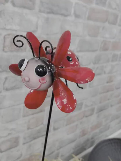 Metal Spinning Lady Bird Garden Stake