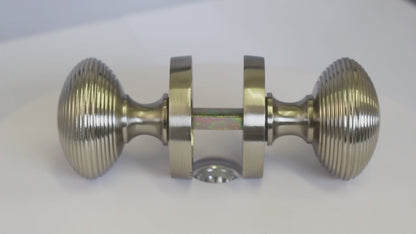 Door Knobs Reeded Round Internal Mortice Knob - Satin 56mm