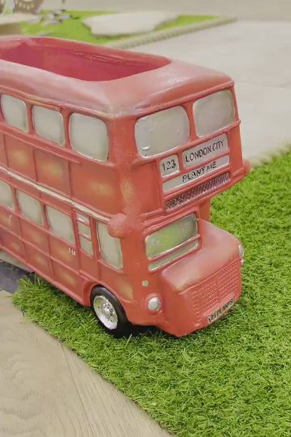 London Bus Planter Frost Proof Polyresin - Garden Succulent Plant Decoration Pot
