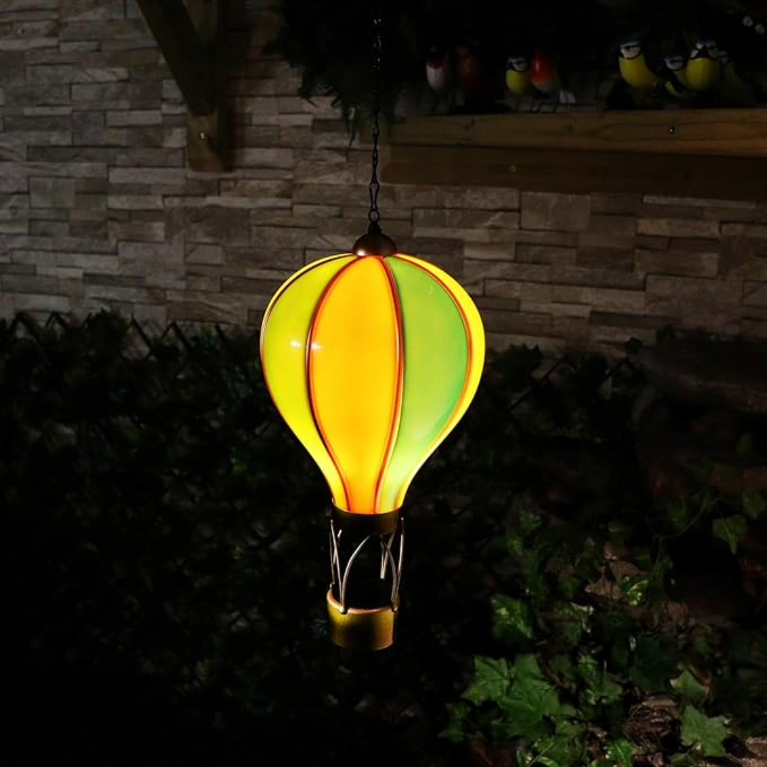 Montgolfière solaire arc-en-ciel – Lampe LED suspendue d'extérieur pour décoration de jardin, terrasse et porche