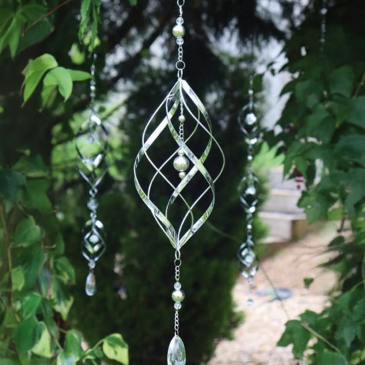 Stainless Steel Spiral Wind Spinner Single/Double/Triple Outdoor Kinetic Hanging Metal Garden Ornament