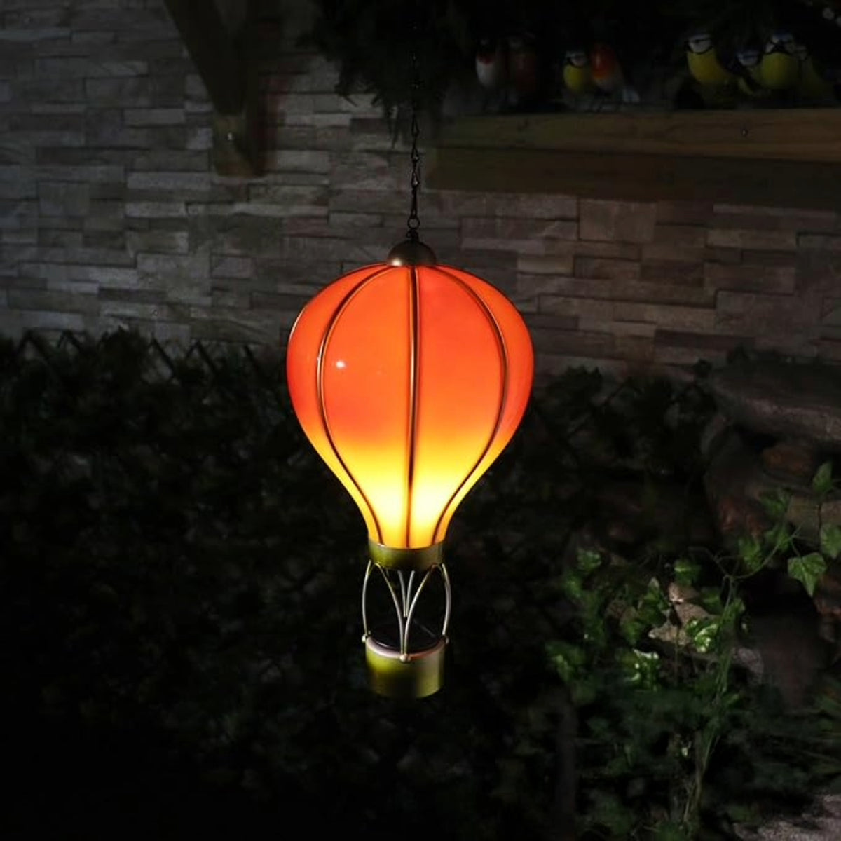 Tesco JPG version for Flame Red Solar Hot Air Balloon - Outdoor Hanging LED Light for Garden, Patio & Porch Décor - 45cm x 14cm x 14cm