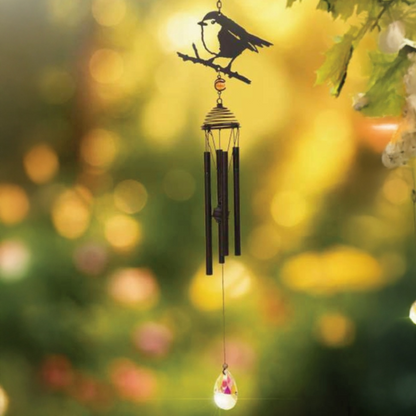 Silhouette Robin Wind Chime - Black