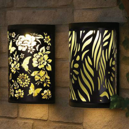 Tesco JPG version for Curved Butterfly Solar Wall Panel LED Light Metal Garden Wall Lights - 25.5cm x 19cm x 5.5cm