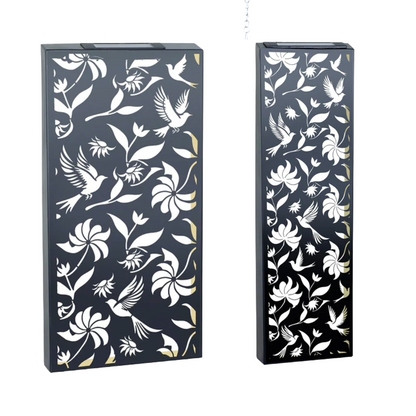 Metal Solar Wall Panel Butterfly Flowers or Birds Pattern Design