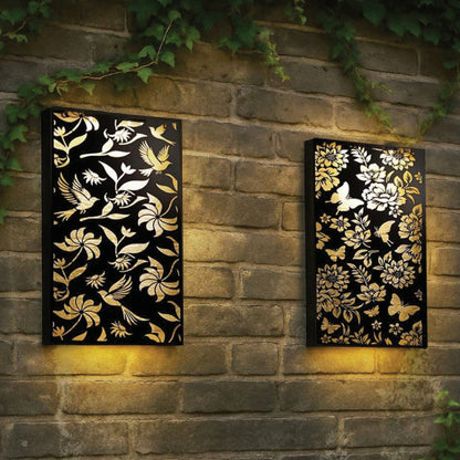 Tesco JPG version for Metal Solar Wall Panel Butterfly Flowers or Birds Pattern Design