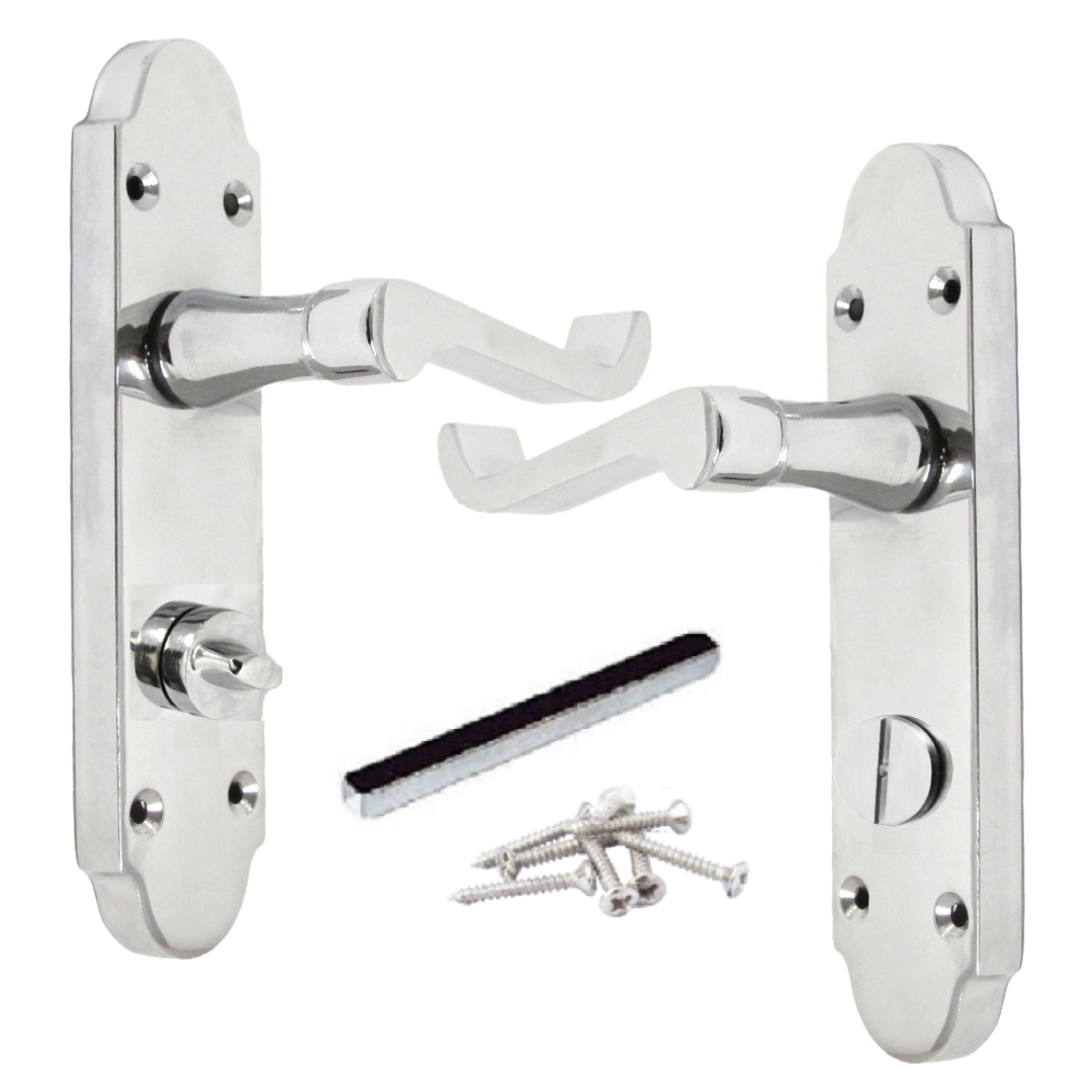 Poignée de porte de salle de bain Epsom avec levier de défilement et serrure de confidentialité - Chrome 
