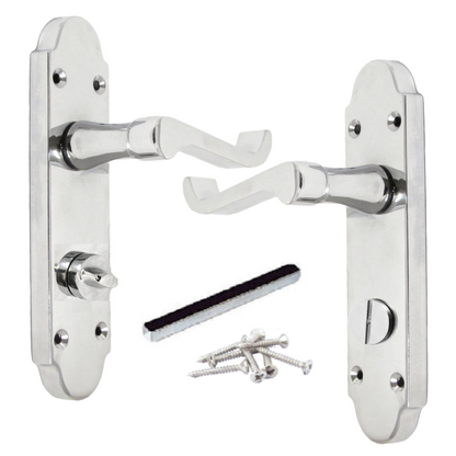 Poignée de porte de salle de bain Epsom avec levier de défilement et serrure de confidentialité - Chrome 