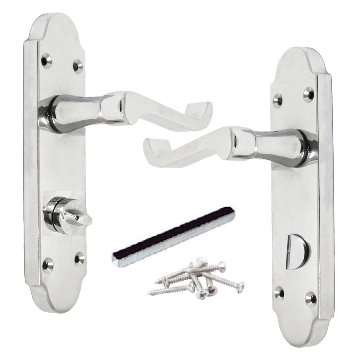 Marketplace JPG companion for Epsom Door Handle Bath Privacy Lock Scroll Lever - Chrome - 168mm X 47mm