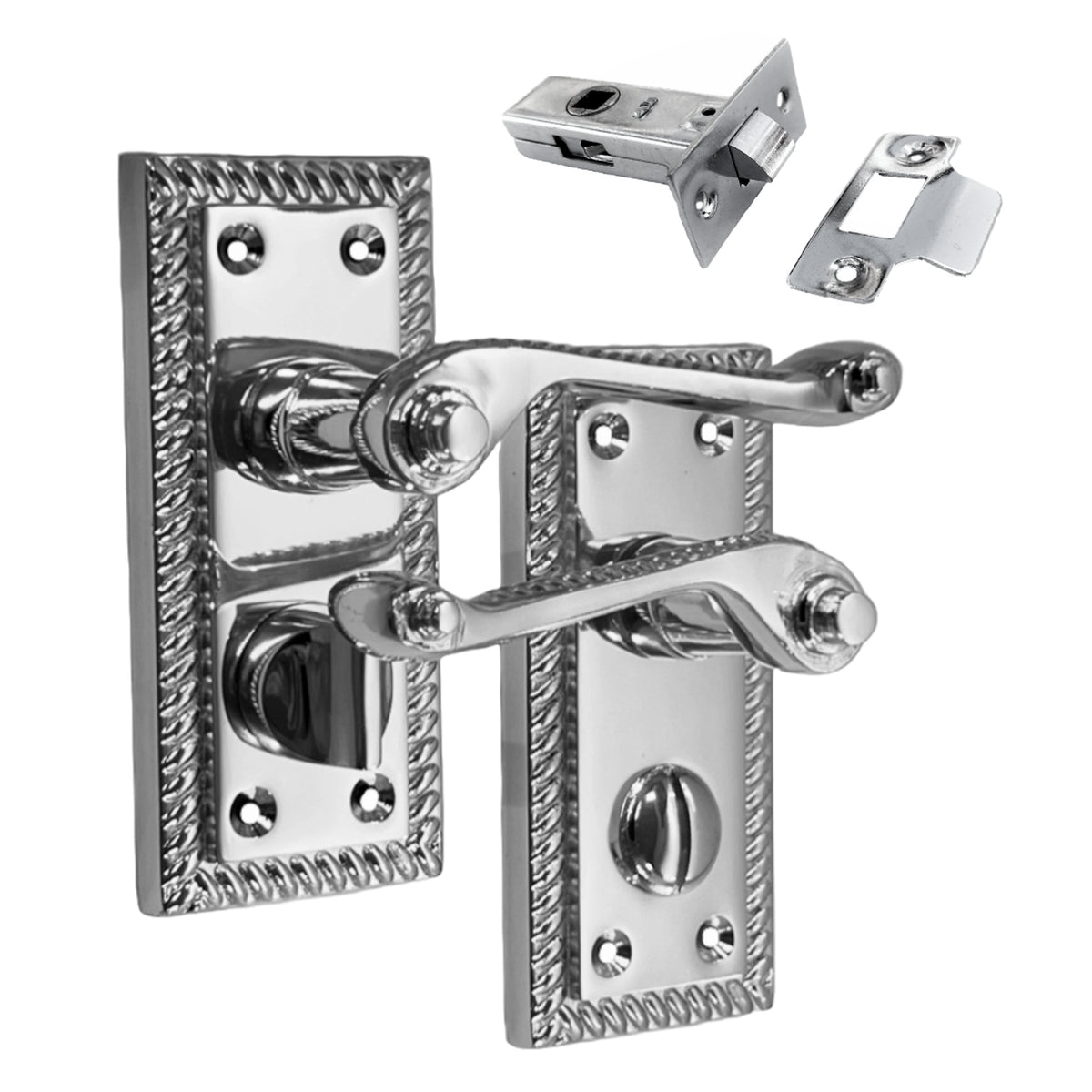 Marketplace JPG companion for Georgian Door Handles Polished Chrome Suite Privacy WC Bathroom + Tub Latch