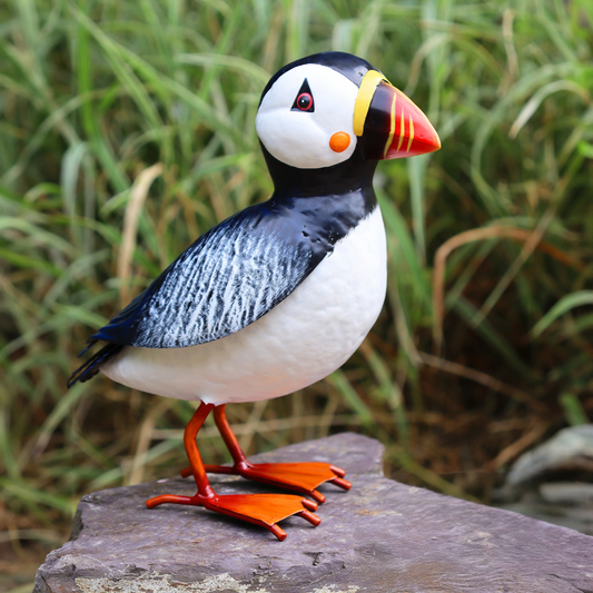 Metal Puffin Small Garden Sculpture