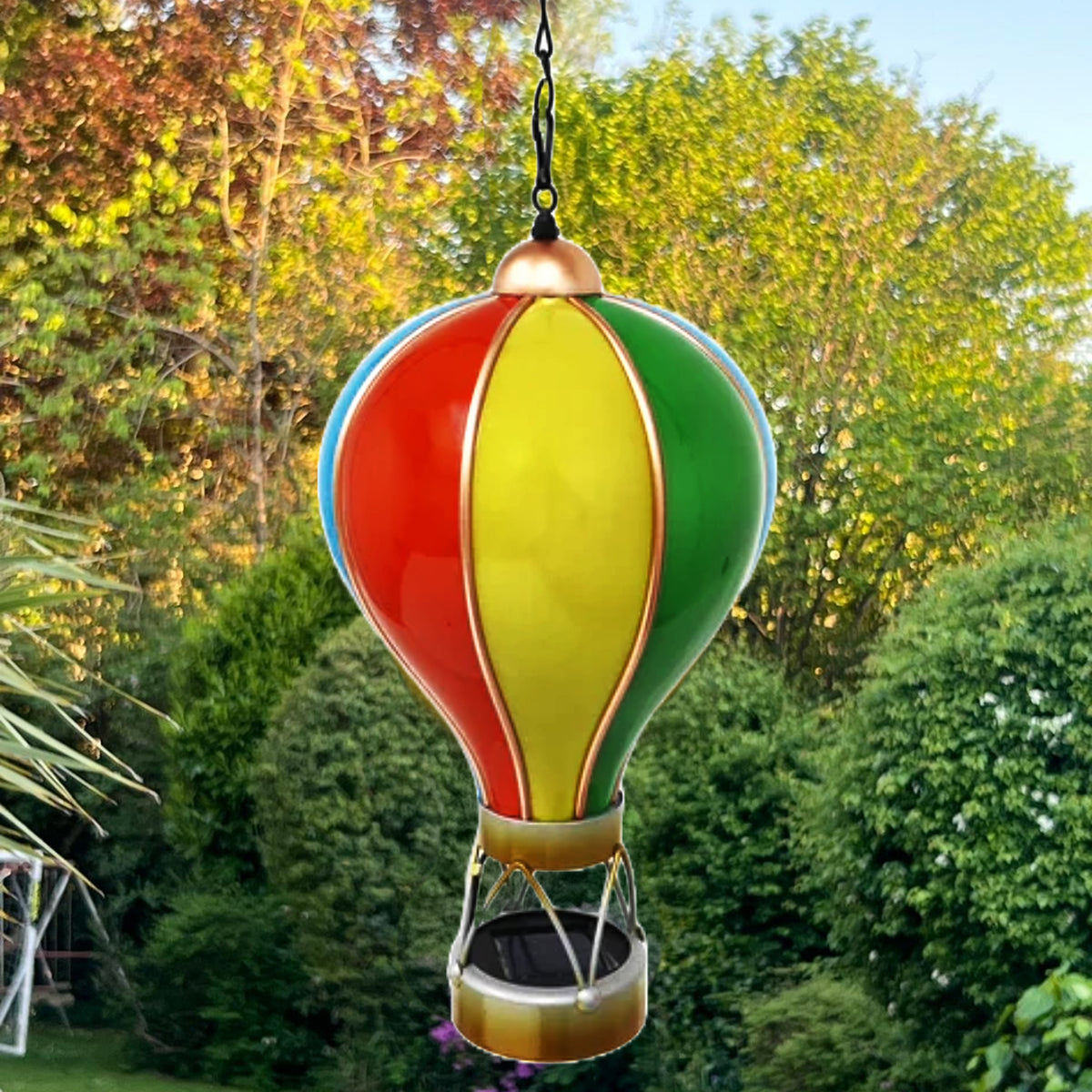 Tesco JPG version for Rainbow Solar Hot Air Balloon - Outdoor Hanging LED Light for Garden, Patio & Porch Décor - 45cm x 14cm x 14cm