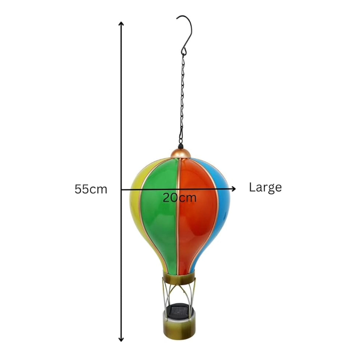 Marketplace JPG companion for Rainbow Solar Hot Air Balloon - Outdoor Hanging LED Light for Garden, Patio & Porch Décor - 45cm x 14cm x 14cm