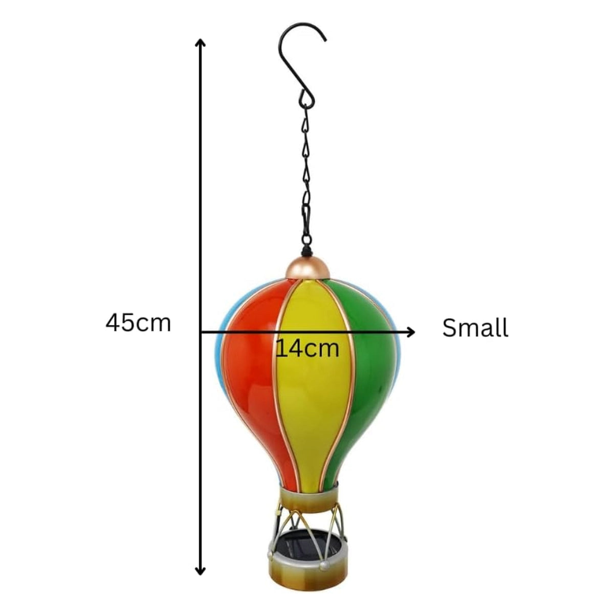 Marketplace JPG companion for Rainbow Solar Hot Air Balloon - Outdoor Hanging LED Light for Garden, Patio & Porch Décor - 45cm x 14cm x 14cm